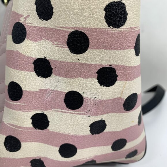 BETSEY JOHNSON Ballet Pink Quilted Heart Polka Dot Striped Sides Handbag Tote - Picture 3 of 10